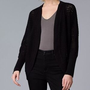 Simply Vera Wang Black Open Weave Coccon Sweater